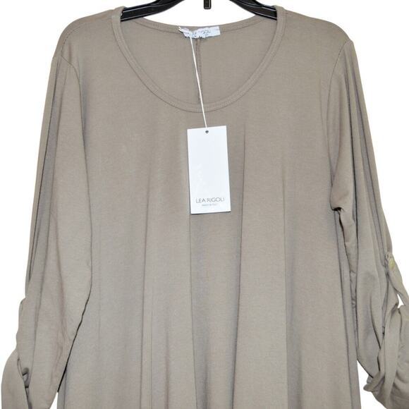 New Lea Rigoli  Made in Italy Boho Asymmetrical Cotton Blend Midi Dress - Picture 5 of 8